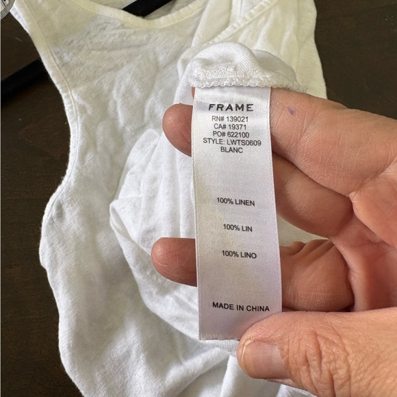 Frame Cream White Linen Tank Top Blouse XS Sleeveless Textured Layer Minimal - Picture 8 of 8
